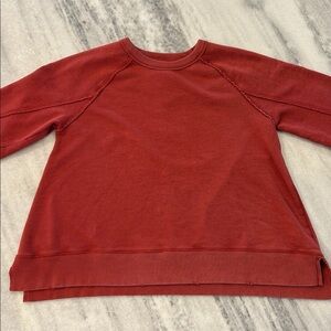 Aerie Crewneck Distressed Oversized Sweatshirt sz Small in Red
